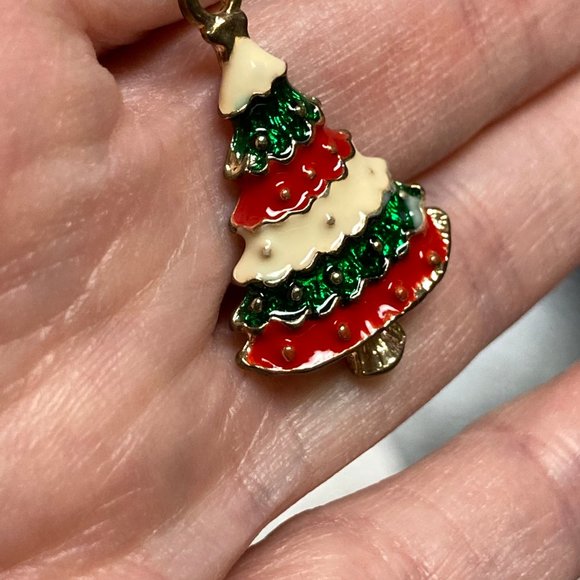 Vintage Enamel Christmas Tree Necklace - Picture 8 of 11